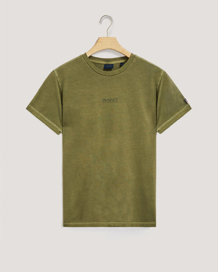 Bawełniany t-shirt męski z nadrukiem regular fit zielony