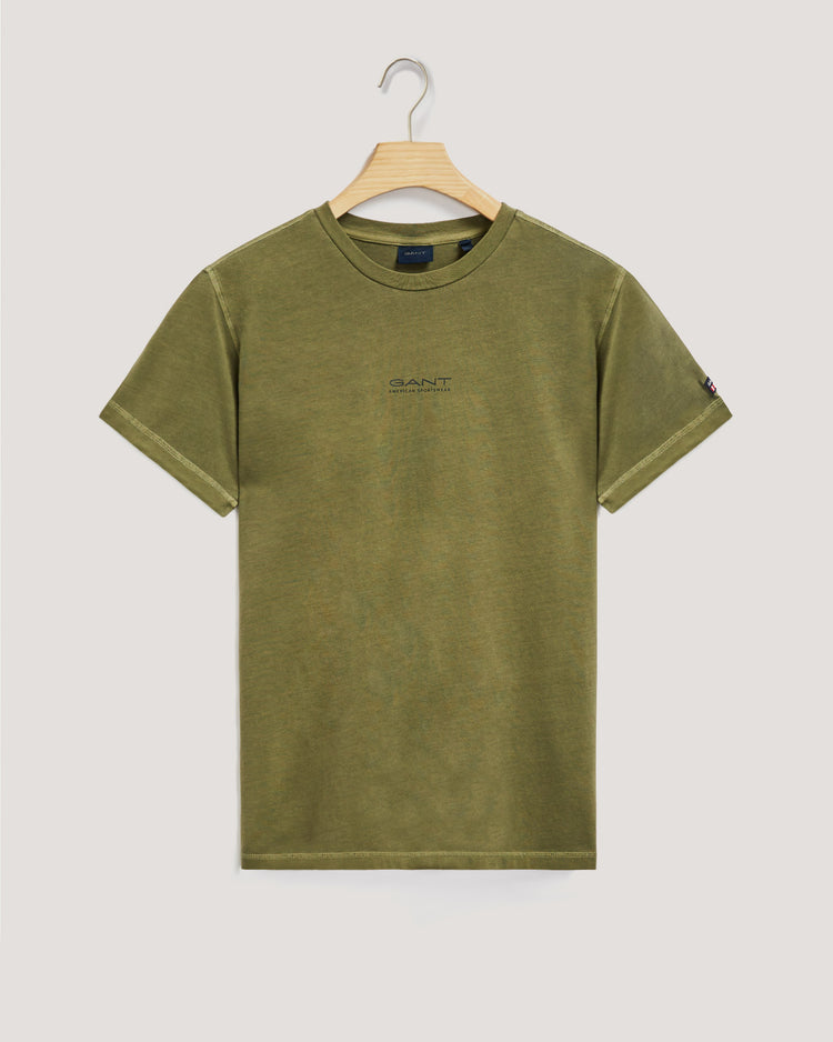 Bawełniany t-shirt męski z nadrukiem regular fit zielony