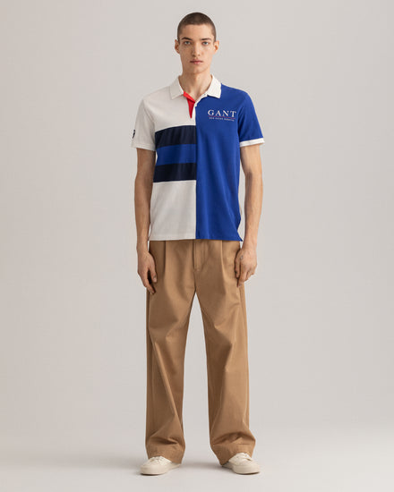 Bawełniane polo męskie z krótkim rękawem i nadrukiem regular fit