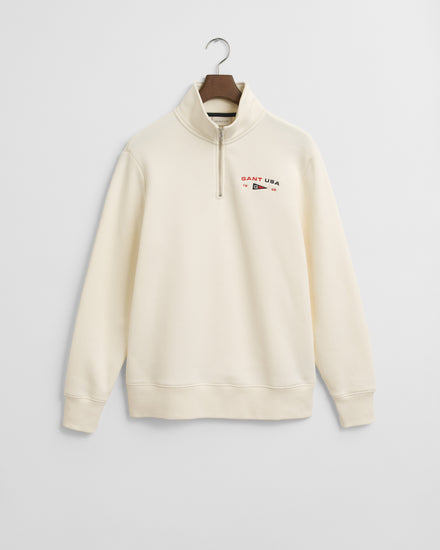 Bluza męska z zamkiem do połowy regular fit kremowa