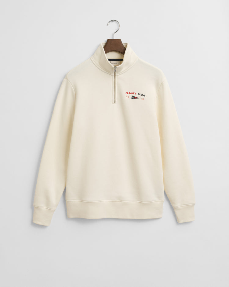 Bluza męska z zamkiem do połowy regular fit kremowa