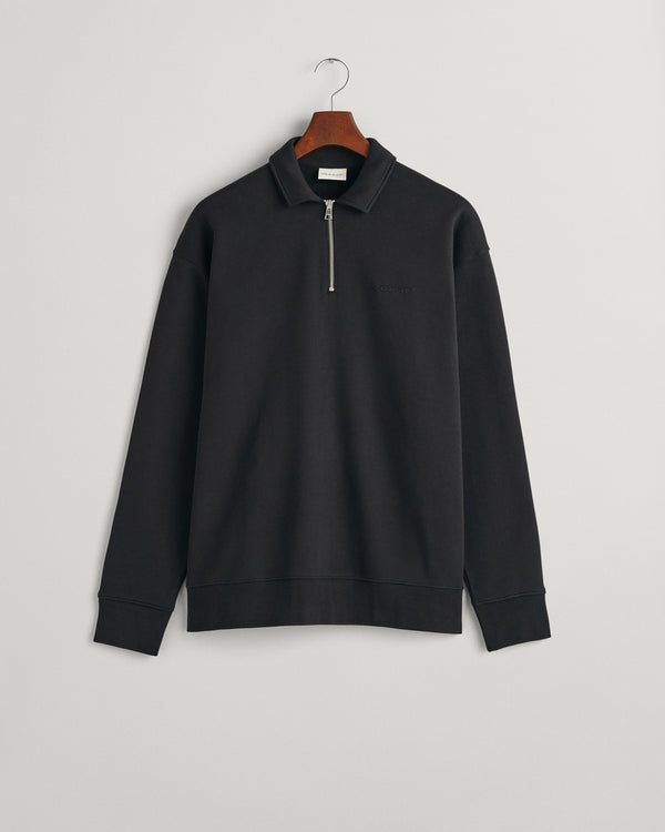 Bawełniana bluza męska z nadrukiem half zip relaxed fit czarna