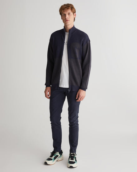 Sweter rozpinany męski z nadrukiem z zamkiem z długim rękawem regular fit