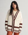 Bawełniany sweter rozpinany damski w paski oversize fit