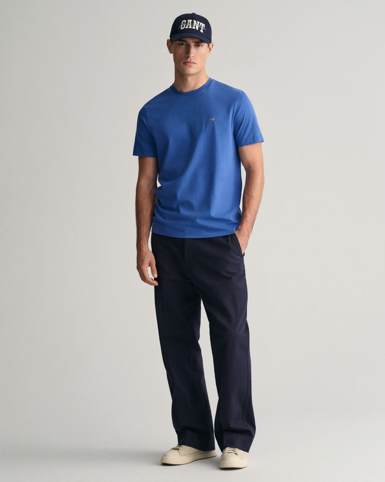 T-shirt męski okrągły dekolt regular fit niebieski
