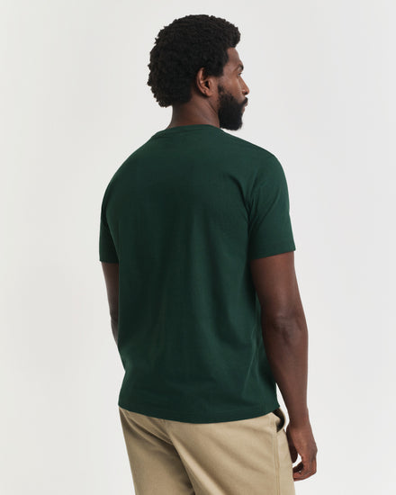T-shirt męski z okrągłym dekoltem regular fit zielony