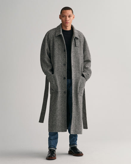 Wełniany sweter męski z okrągłym dekoltem regular fit czarny