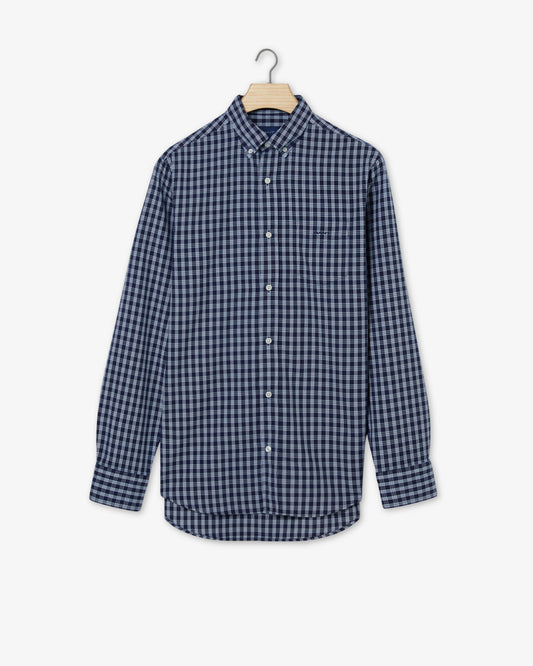 Bawełniana koszula męska w kratkę z długim rękawem regular fit