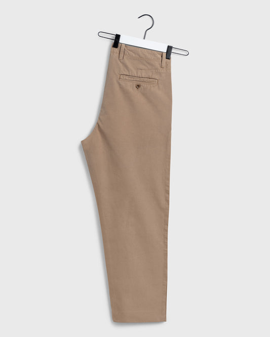 Bawełniane spodnie męskie slim fit beżowe