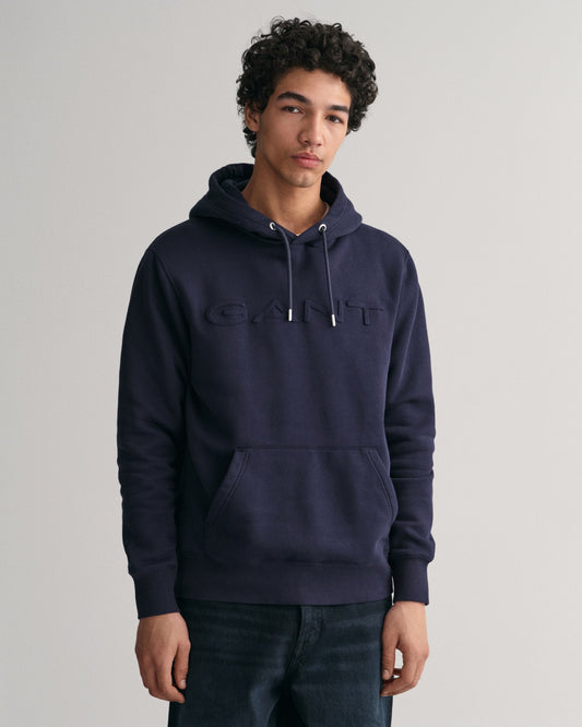Bluza męska z kapturem z nadrukiem regular fit granatowa