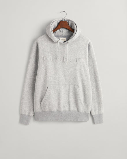 Bluza męska z kapturem z nadrukiem regular fit szara