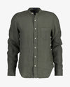 Koszula męska ze stójką z długim rękawem regular fit zielona