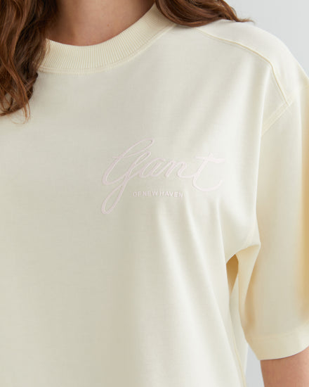 Koszulka damska z nadrukiem i okrągłym kołnierzykiem relaxed fit