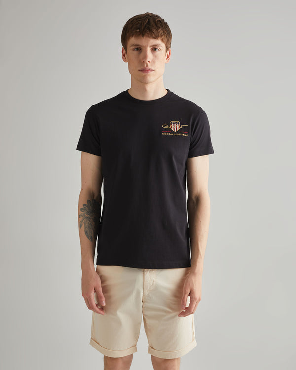 Bawełniany t-shirt męski z nadrukiem okrągły kołnierzyk regular fit