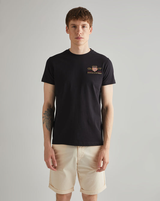 Bawełniany t-shirt męski z nadrukiem okrągły kołnierzyk regular fit