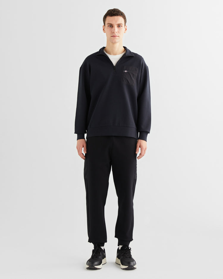 Bluza męska z zamkiem do połowy relaxed fit czarna