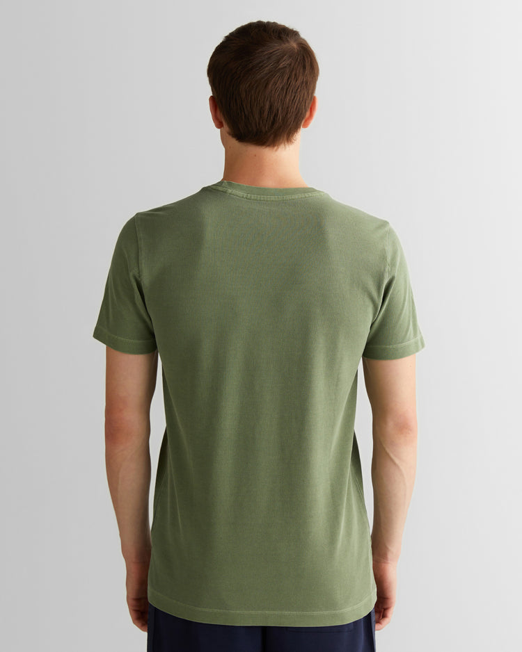 T-shirt męski z okrągłym kołnierzykiem slim fit zielony