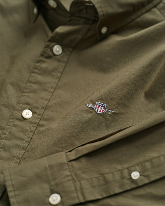 Bawełniana koszula męska z długim rękawem regular fit zielona