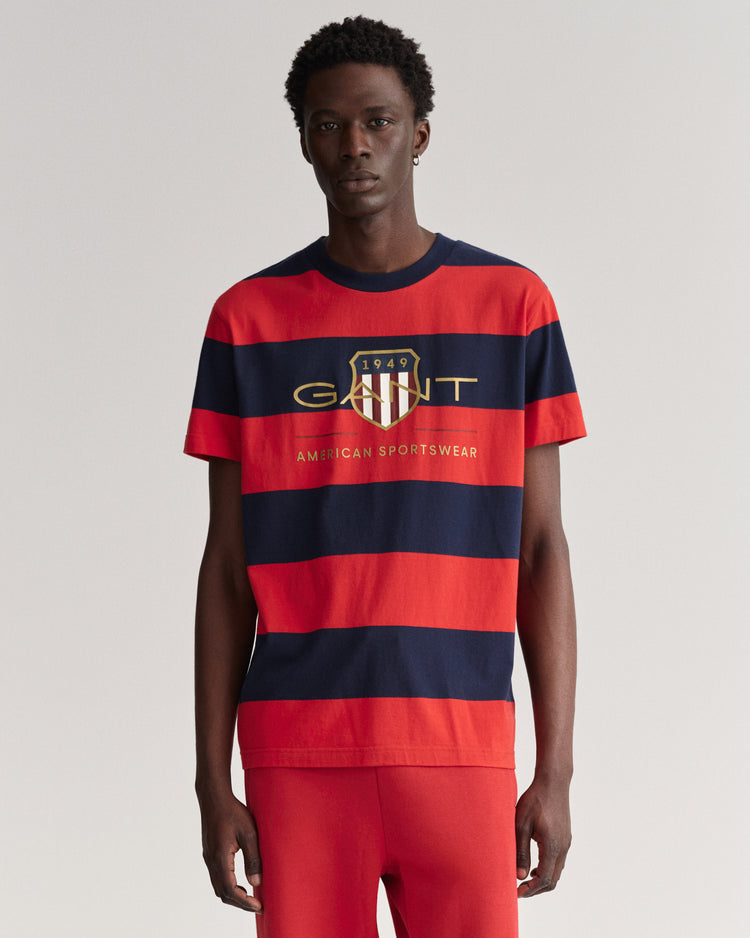 Męski T-shirt w szerokie pasy