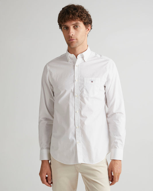 Bawełniana koszula męska z długim rękawem regular fit biała