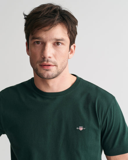 T-shirt męski z okrągłym dekoltem regular fit zielony
