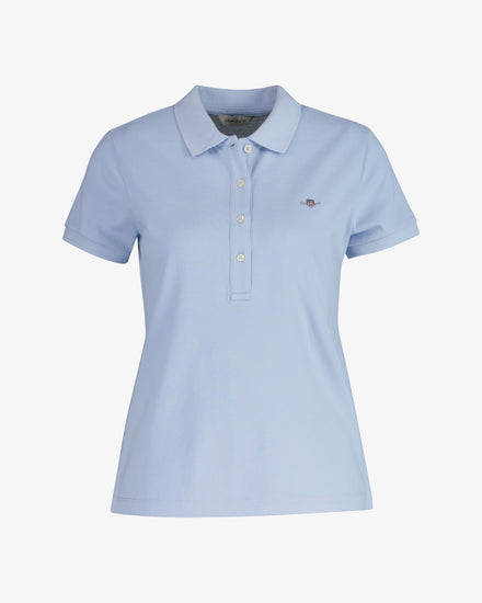 Koszulka polo damska z krótkim rękawem slim fit niebieska