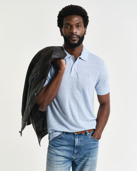 Polo męskie z krótkim rękawem regular fit niebieskie