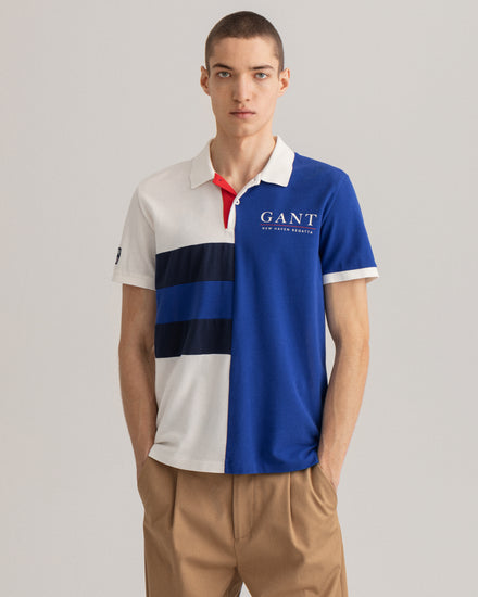 Bawełniane polo męskie z krótkim rękawem i nadrukiem regular fit