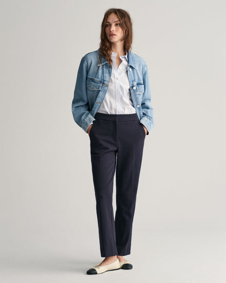 Bawełniana koszula damska w paski z długim rękawem regular fit