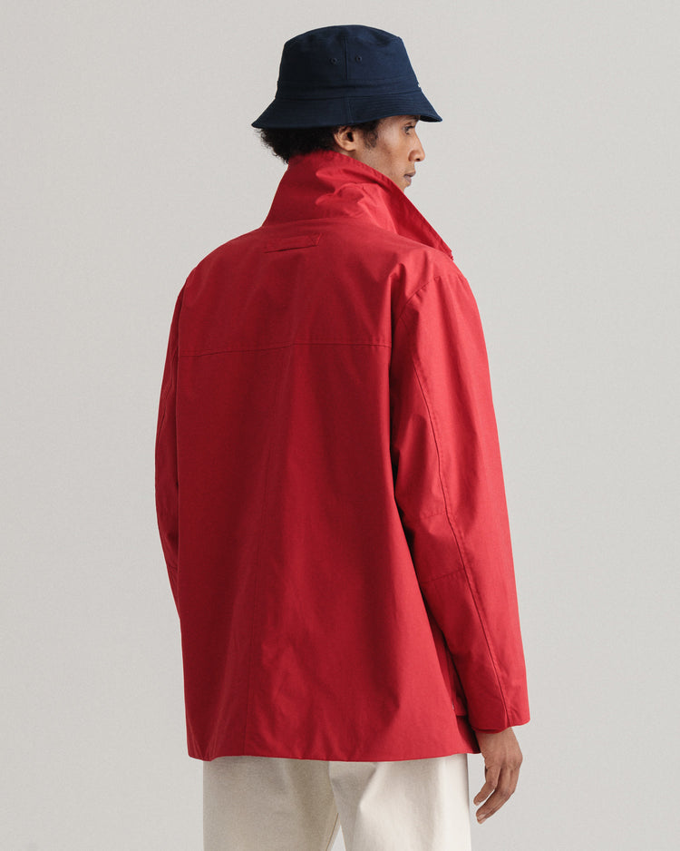 Bawełniana kurtka męska z zamkiem długi rękaw czerwona