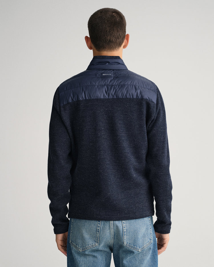 Męska granatowa kurtka slim fit zapinana na zamek