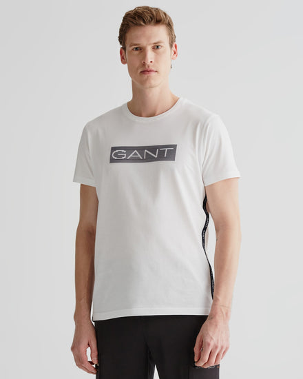 Bawełniany t-shirt męski z nadrukiem okrągły kołnierzyk regular fit