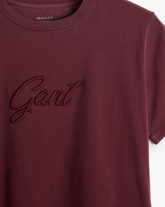 Bawełniana koszulka damska z nadrukiem regular fit czerwona