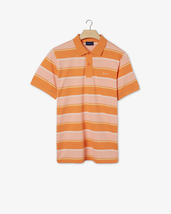 Bawełniany polo męski w paski z krótkim rękawem regular fit