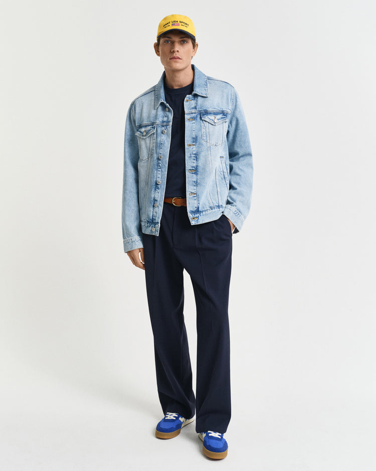 T-shirt męski z nadrukiem z okrągłym kołnierzykiem regular fit granatowy