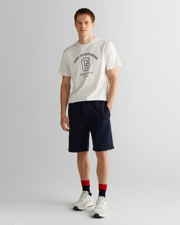 Szorty męskie z nadrukiem regular fit granatowe