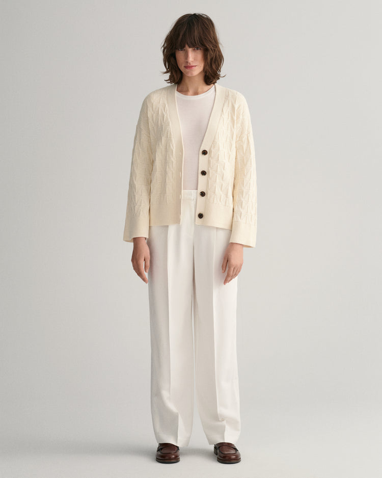 Sweter rozpinany damski z długim rękawem i klasycznym kołnierzem relaxed fit