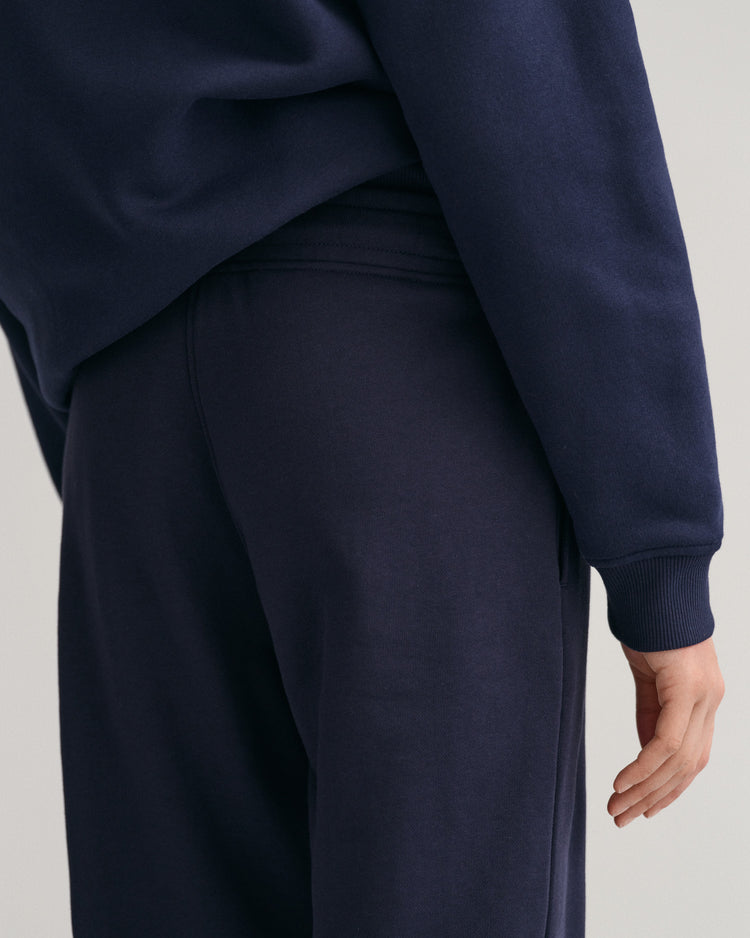 Spodnie dresowe damskie z nadrukiem relaxed fit granatowe