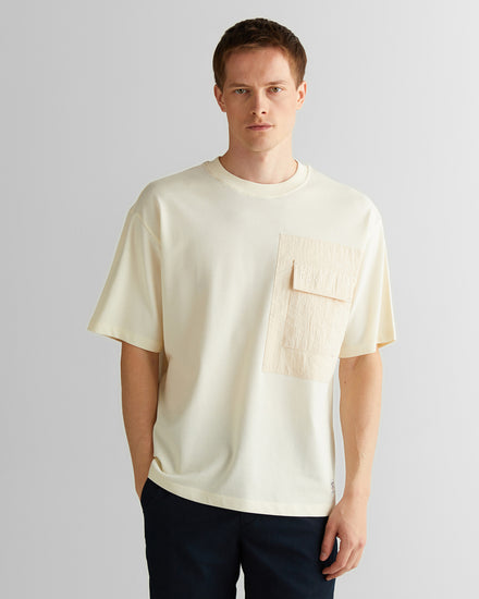 T-shirt męski z nadrukiem z okrągłym kołnierzykiem relaxed fit