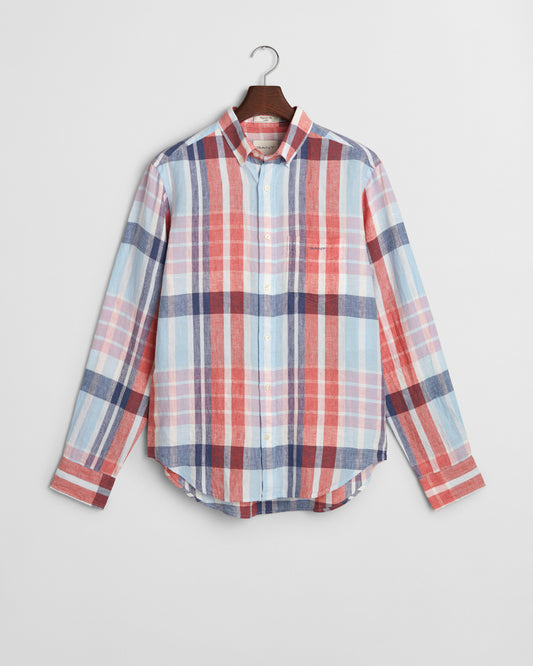 Koszula męska w kratkę z długim rękawem regular fit czerwona