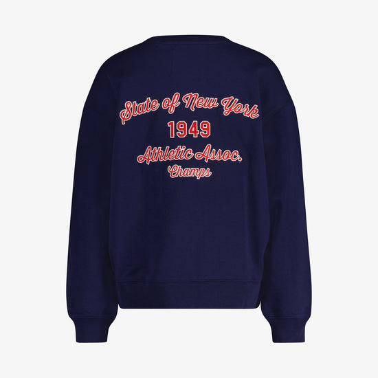 Damska granatowa bawełniana koszulka z naszywką frotte