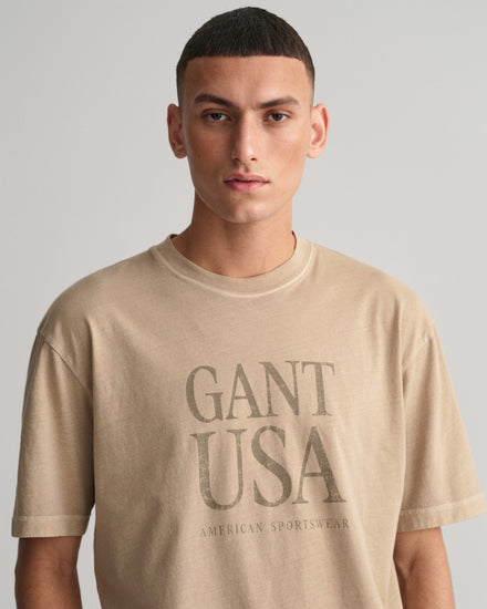 Bawełniany t-shirt męski z nadrukiem okrągły kołnierzyk regular fit