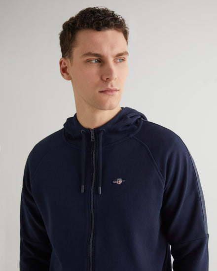 Bawełniana bluza męska z kapturem regular fit granatowa