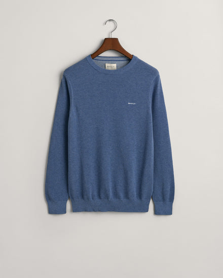 Sweter męski z okrągłym dekoltem regular fit niebieski