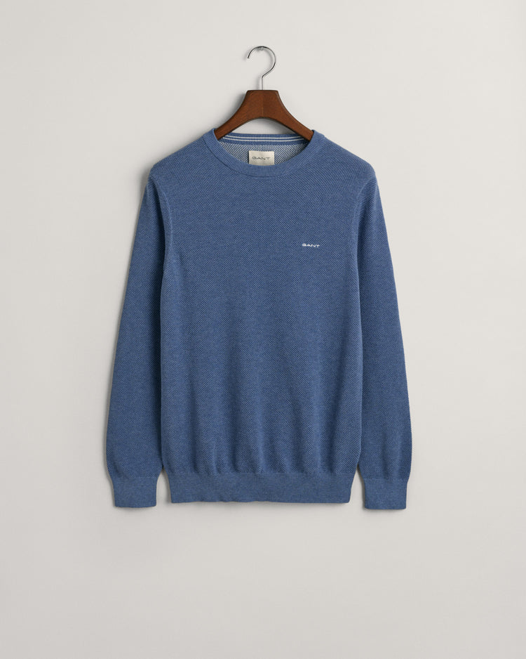 Sweter męski z okrągłym dekoltem regular fit niebieski