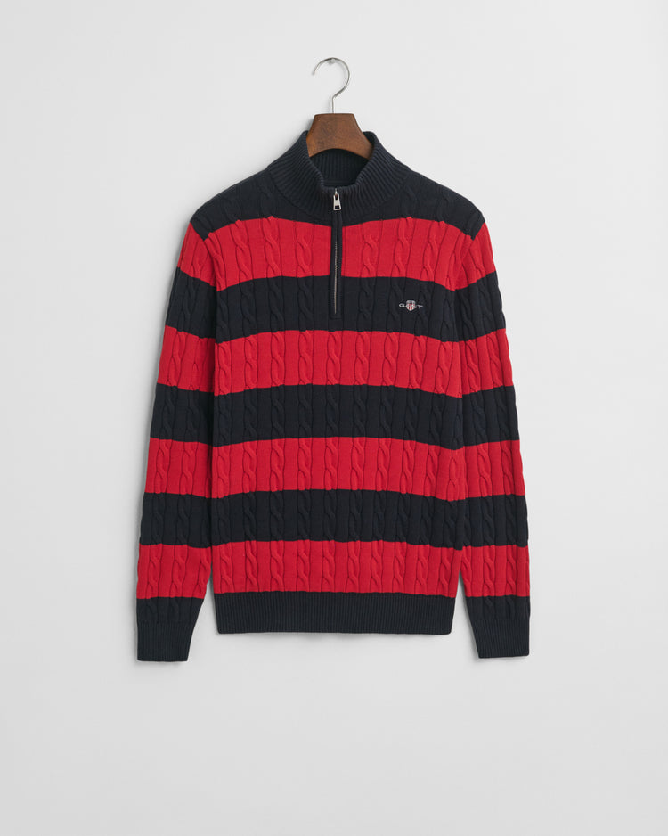 Sweter męski z zamkiem do połowy regular fit czerwony