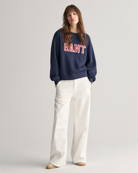 Bawełniana bluza damska z nadrukiem oversize fit granatowa