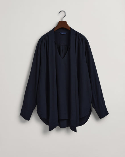 Koszula damska z długim rękawem granatowa