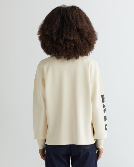 Bluza damska z nadrukiem i zamkiem do połowy regular fit