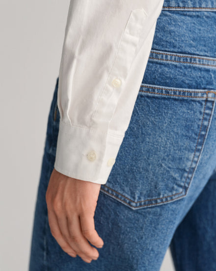 Koszula damska z długim rękawem slim fit biała